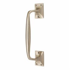 Traditional Heavy Cast Offset Door Pull Handle - Screw Fix - 250mm Centres - Satin Nickel