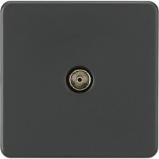 Knightsbridge 1 Gang Screwless Flat Plate Non Isolated TV Outlet - Anthracite Grey