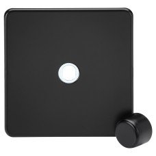 Knightsbridge 1 Gang Screwless Flat Dimmer Plate with Metal Dimmer Cap - Matt Black