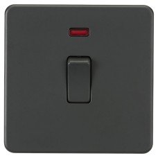 Knightsbridge 20A 1 Gang Double Pole Screwless Flat Plate Appliance Switch with Neon - Anthracite