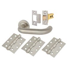 Exel 22mm Return to Door Latch Door Handle on Rose Kit - Satin Stainless Steel Exel 22mm Return to Door Latch Door Handle on Rose Kit - Satin Stainless Steel
