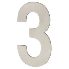Hampstead 100mm Concealed Screw Fix Door Numeral - 3 - Satin Stainless Steel