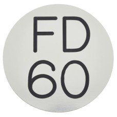Exel FD60 Fire Door Sign - Self Adhesive - 50mm Diameter - Rigid Plastic - Silver