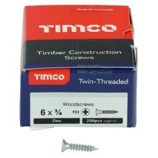 TIMCO Twin Threaded Pozi Countersunk Wood Screws - 6 x 3/4