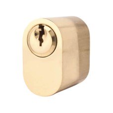 Securefast 6 Pin Scandinavian Oval Cylinder - External - Anti-Drill - Polished Brass