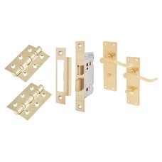 Exel Budget Scroll Bathroom Lock Door Handle Kit - Satin Brass