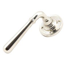From The Anvil Polished Nickel Door Handles on Round Fixed Rose - Newbury Range 