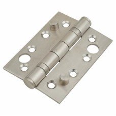 Security Ball Bearing Butt Door Hinge - 102 x 76 x 3mm - Satin Stainless Steel - Pair