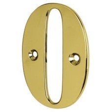 79mm Screw Fix Door Numeral - 0 - Polished Brass Effect 79mm Screw Fix Door Numeral - 0 - Polished Brass Effect