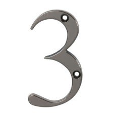 76mm Screw Fix Door Numeral - 3 - Bright Bronze