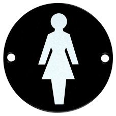 Exel Female Toilet Door Sign - 75mm Diameter - Matt Black