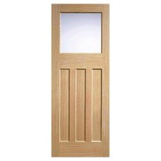 LPD DX 30's 1 Light Frosted Glazed Unfinished Solid Internal Door - 1981 x 838 x 35mm - Oak
