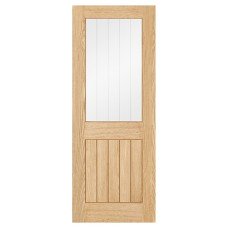 LPD Belize 1 Light Clear Glazed with Frosted Lines Pre-Finished Internal Door - 2040 x 726mm - Oak 