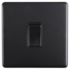 Eurolite Concealed 10A 1 Gang 2 Way Screwless Flat Plate Light Switch - Matt Black/Black