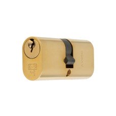 Eurospec 5 Pin 70mm Oval Double Cylinder - 35 + 35mm - Polished Brass - Keyed to Differ