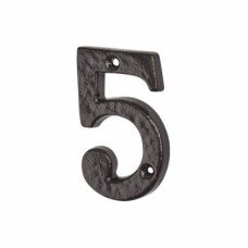 Elan 76mm Screw Fix Door Numeral - 5 - Metalized Antique Black Iron