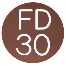 Exel FD30 Fire Door Sign - Self Adhesive - 50mm Diameter - Rigid Plastic - Brown