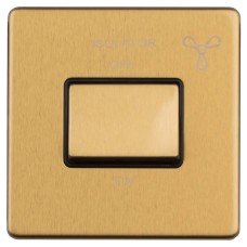 Eurolite Concealed 10A 1 Gang Screwless Flat Plate Triple Pole Fan Isolator Switch - Satin Brass