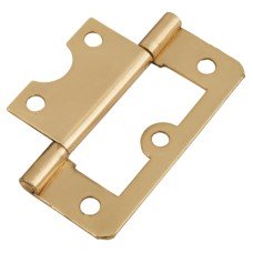 Flush Cabinet Hinge - 60 x 38 x 1mm - Polished Brass - Pack of 10 Pairs