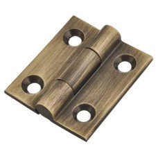 Solid Drawn Butt Cabinet Hinge - 25 x 19 x 1.45mm - Antique Brass - Pair