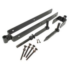 GateMate Heavy Duty Double Strap Gate Hinge Set - 600 x 90mm - Black Galvanised