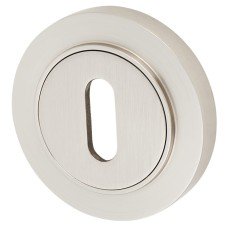 Burlington BUR60 by Frelan Escutcheon with Plain Rose - 53mm Diameter - Keyhole - Satin Nickel