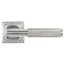 From The Anvil Polished Stainless Steel Knurled Door Handles on Square Rose - Brompton Range 