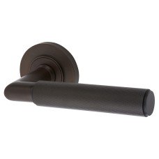 Burlington BUR40 Dark Bronze Knurled Door Handles on Round Rose - Piccadilly Range 