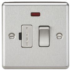 Knightsbridge 13A 1 Gang Round Edge Switched Fused Spur with Neon - Brushed Chrome