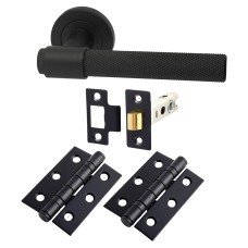Hampstead Esme Latch Door Handle on Rose Kit - Matt Black