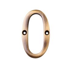 Heritage Brass by M Marcus 76mm Screw Fix Door Numeral - 0 - Antique Brass