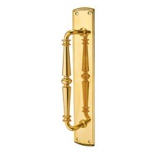 Carlisle Brass Offset Door Pull Handle on Plate - Screw Fix - 380 x 65mm - Polished Brass