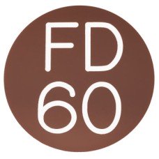 Exel FD60 Fire Door Sign - Self Adhesive - 50mm Diameter - Rigid Plastic - Brown