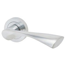 Exel Satin Chrome Door Handles on Round Rose - Knightsbridge Range 