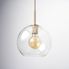 Exel Paradera Knurled Ceiling Light Pendant - Satin Brass Fittings and Domed Clear Glass Shade