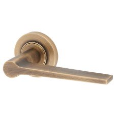 Burlington BUR20 Antique Brass Door Handles on Round Rose - Knightsbridge Range 