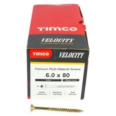 TIMCO Velocity Pozi Countersunk Wood Screws - 6.0 x 80mm - Yellow Zinc - Pack of 200