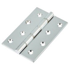 Double Phosphor Bronze Washered Butt Door Hinge - 100 x 67 x 4mm - Polished Chrome - Pair