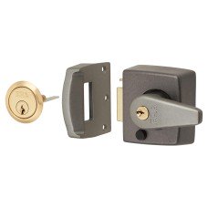 ERA Double Locking Nightlatch - 40mm Backset - Grey Case/ Brass Cylinder