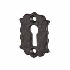 Olde Forge Floral Escutcheon - 48 x 32mm - Keyhole - Antique Black Iron