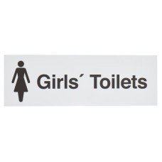 Rectangle Girls Toilet Door Sign - 100 x 300mm - White