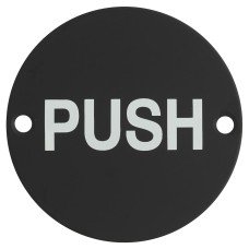 Exel Push Door Sign - 75mm Diameter - Matt Black