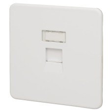 Knightsbridge 1 Gang Screwless Flat Plate RJ45 Data Socket - Matt White