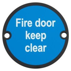 Exel Fire Door Keep Clear Door Sign - 75mm Diameter - Matt Black