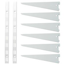 Exel Twin Slot Shelving Kit - 2 x 2000mm Shelf Wall Uprights & 6 x 370mm Shelf Brackets - White