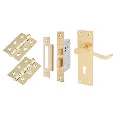 Exel Budget Scroll 3 Lever Sashlock Door Handle Kit - Satin Brass 