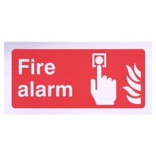 Exel Fire Alarm Symbol Sign - 200 x 100mm - Metallic Rigid Plastic 