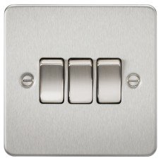 Knightsbridge 10AX 3 Gang 2 Way Flat Plate Light Switch - Brushed Chrome Knightsbridge 10AX 3 Gang 2 Way Flat Plate Light Switch - Brushed Chrome