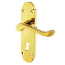 Carlisle Brass PVD Brass Scroll Keyhole Lock Door Handle - Oakley Range - 170 x 42mm