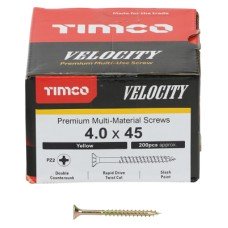 TIMCO Velocity Pozi Countersunk Wood Screws - 4.0 x 45mm - Yellow Zinc - Pack of 200